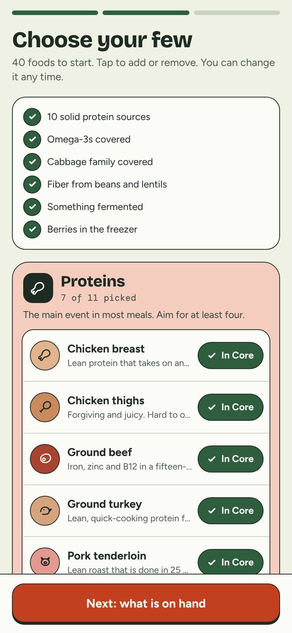 Choosing your starter foods in Fewd